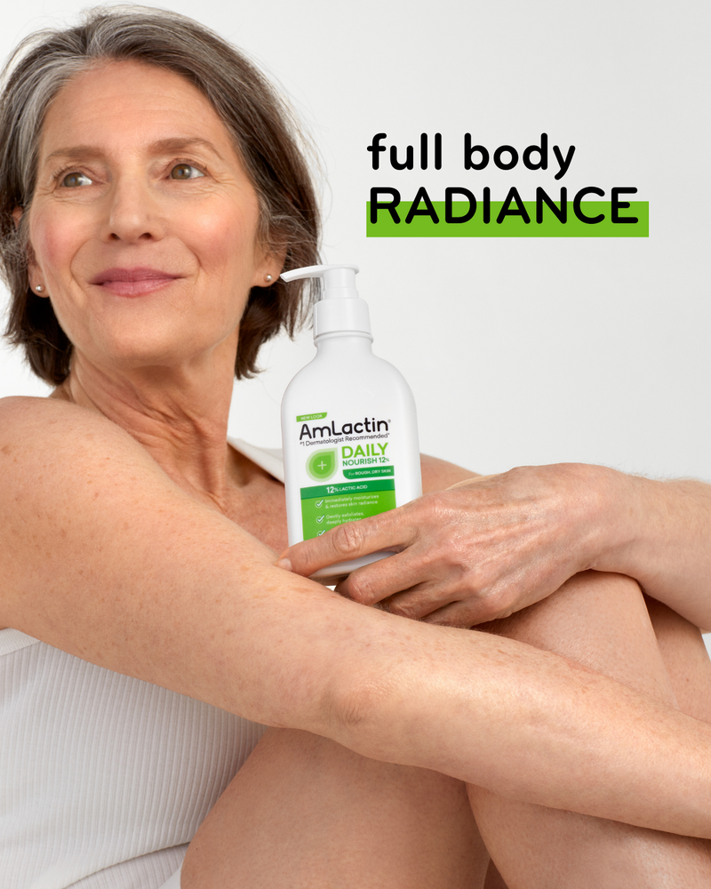 Full body radiance with AmLactin Daily Nourish 12% Lotion