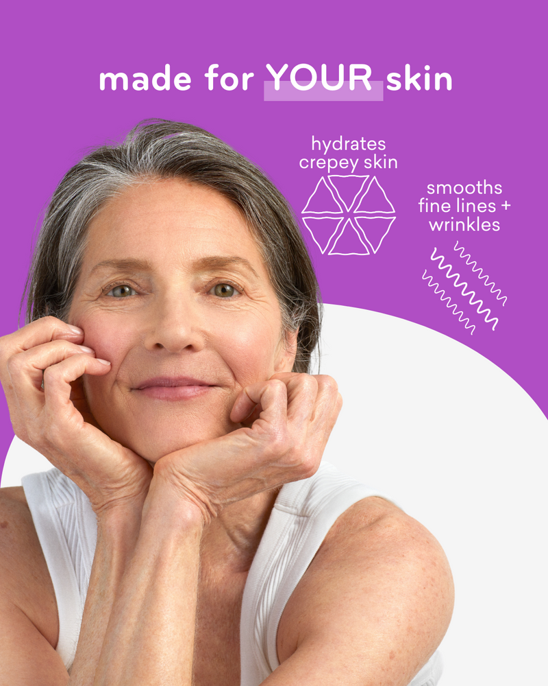 AmLactin Crepe Firming Cream hydrates crepey skin, smooths fine lines + wrinkles