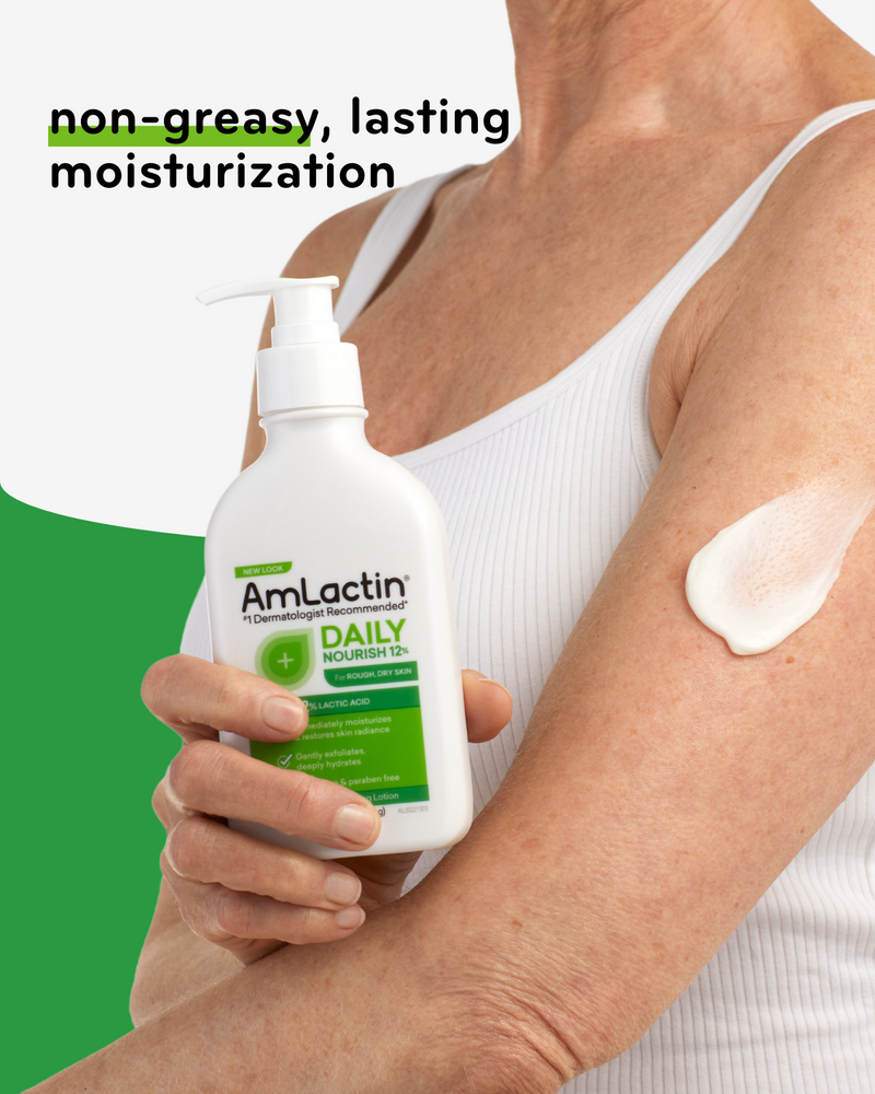 non-greasy, lasting moisturization with AmLactin Daily 12% Lotion