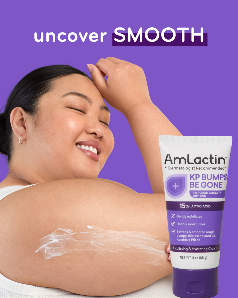uncover smooth skin with AmLactin KP Bumps Be Gone exfoliating and hydrating cream