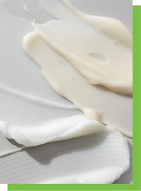 AmLactin lotion and cream swatches with green shadow